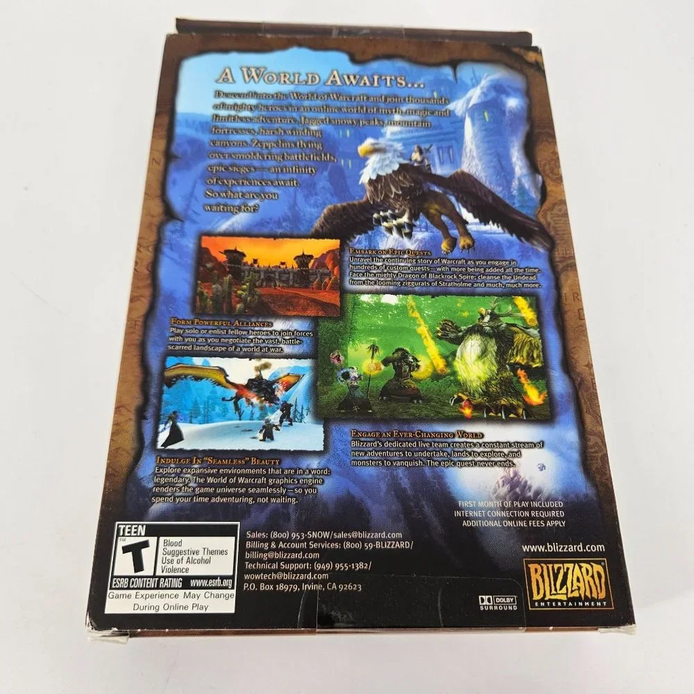World of WarCraft WOW Video Game Fantasy PC CD Rom Mac Windows 98+ 2004